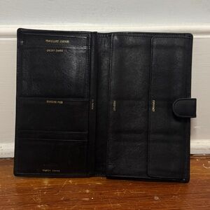 Vintage Brooks Brothers Black Leather Travel Organizer Wallet Valencia Cowhide